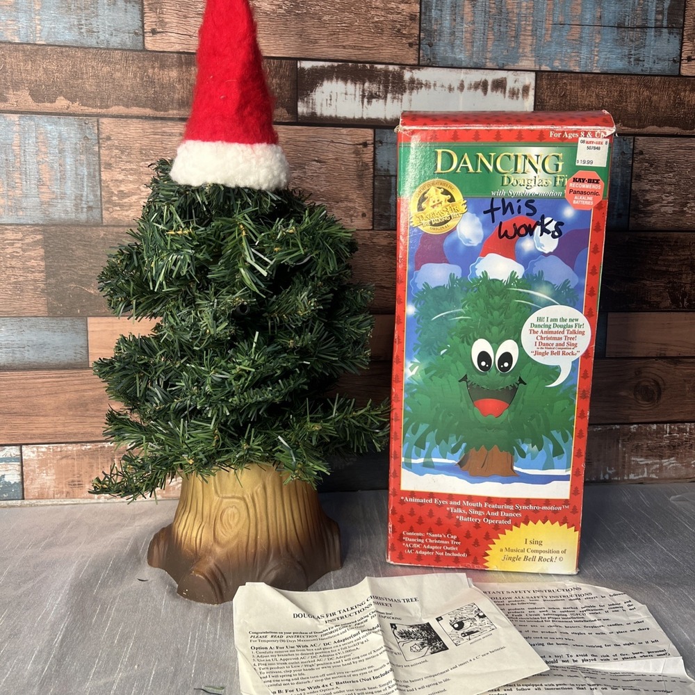 1997 Gemmy Douglas Fir Talking Tree‎ Animated Singing Dancing Christmas Works!
